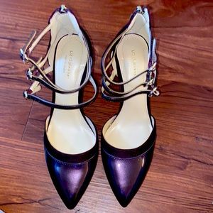 Liz Claiborne refined comfort heels in the color purple.